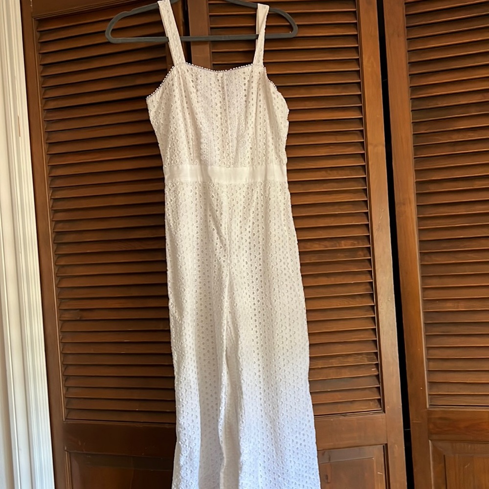 White eyelet jumpsuit